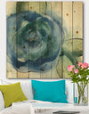 Blue Floral Poppies I - Cottage Print on Natural Pine Wood