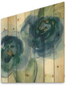 Blue Floral Poppies III - Cottage Print on Natural Pine Wood