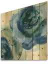 Blue Floral Poppies V - Cottage Print on Natural Pine Wood