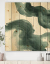Gouache Green on Gray I - Modern & Transitional Print on Natural Pine Wood