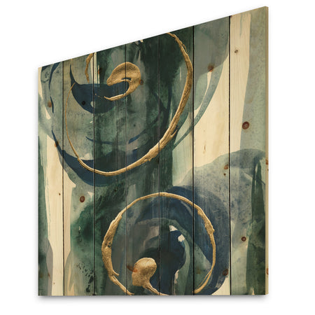 Mettalic Indigo and Gold II - Posh & Luxe Print on Natural Pine Wood