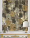 Gold Glamour Squares II - Modern & Transitional Print on Natural Pine Wood