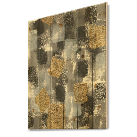 Gold Glamour Squares II - Modern & Transitional Print on Natural Pine Wood