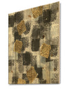 Gold Glamour Squares I - Modern & Transitional Print on Natural Pine Wood