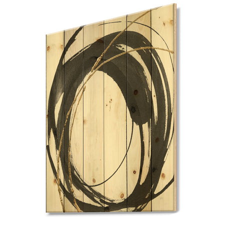 Gold Glamour Circle I - Posh & Luxe Print on Natural Pine Wood