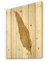 Glam pure Gold Feather I - Glam Print on Natural Pine Wood