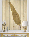 Glam pure Gold Feather I - Glam Print on Natural Pine Wood