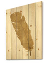 Glam pure Gold Feather II - Glam Print on Natural Pine Wood