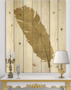 Glam pure Gold Feather II - Glam Print on Natural Pine Wood