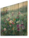 Flower field - Floral Farmhouse Print on Natural Pine Wood