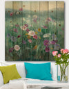 Flower field - Floral Farmhouse Print on Natural Pine Wood