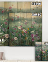 Flower field - Floral Farmhouse Print on Natural Pine Wood