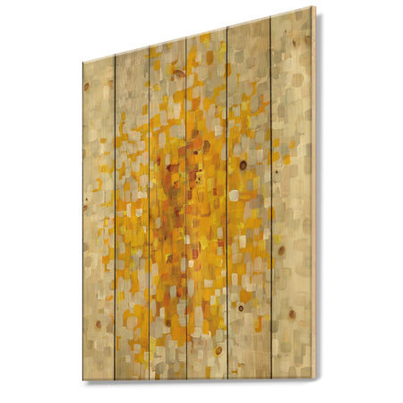 Glam Yellow Explosion Blocks - Modern & Transitional Print on Natural Pine Wood