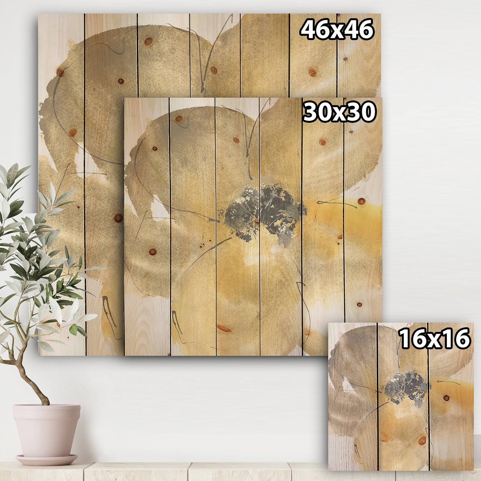 Galm Flower Tones II - Traditional Print on Natural Pine Wood