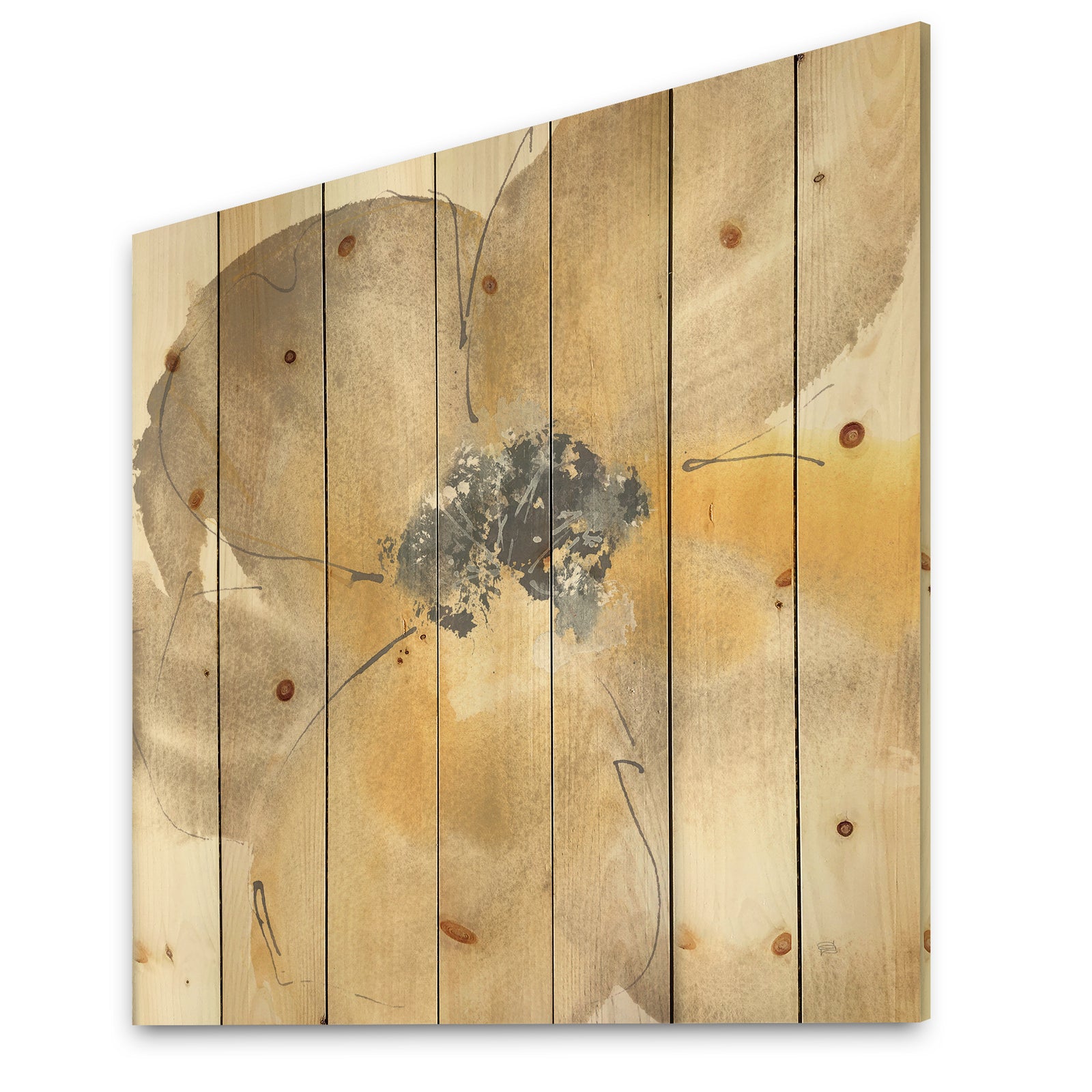 Galm Flower Tones II - Traditional Print on Natural Pine Wood