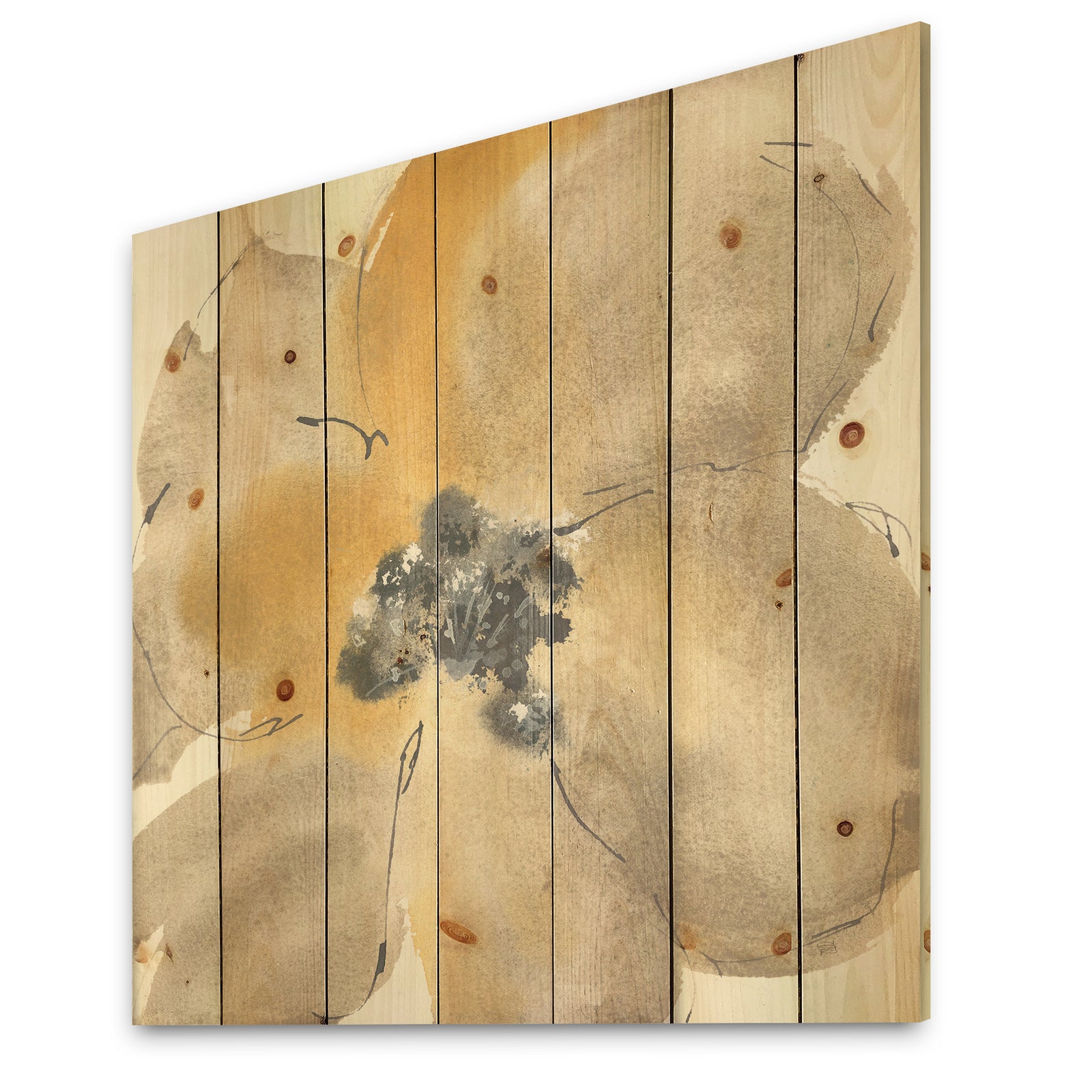 Galm Flower Tones I - Traditional Print on Natural Pine Wood