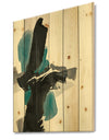 Geometric Black and Teal IV - Modern & Contemporary Print on Natural Pine Wood