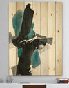 Geometric Black and Teal IV - Modern & Contemporary Print on Natural Pine Wood