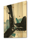 Geometric Black and Teal III - Modern & Contemporary Print on Natural Pine Wood