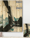 Geometric Black and Teal III - Modern & Contemporary Print on Natural Pine Wood