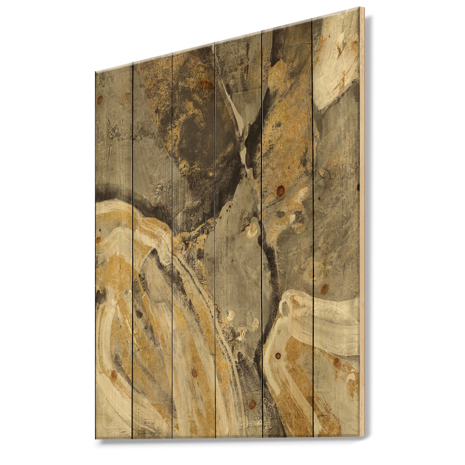 Glam Phoenix Neutral - Modern Glam Print on Natural Pine Wood
