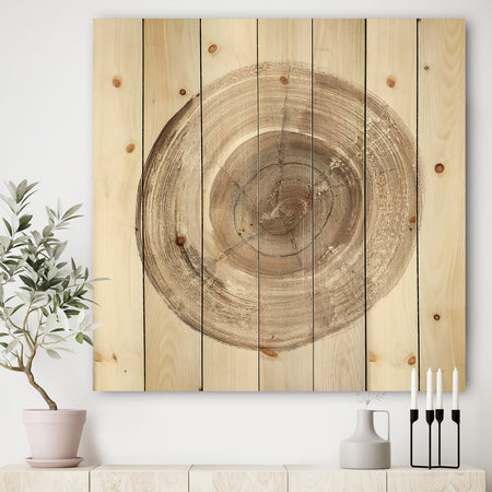 Circle natural elements II - Farmhouse Print on Natural Pine Wood