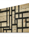 Black and White Labyrinth geometric - Mid-Century Modern Print on Natural Pine Wood