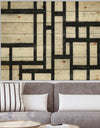 Black and White Labyrinth geometric - Mid-Century Modern Print on Natural Pine Wood