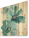 Blue Cosmos Indigo I - Farmhouse Print on Natural Pine Wood