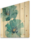 Blue Cosmos Indigo II - Farmhouse Print on Natural Pine Wood