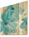 Blue Watercolor Flowers - Farmhouse Print on Natural Pine Wood