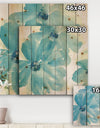 Blue Watercolor Flowers - Farmhouse Print on Natural Pine Wood