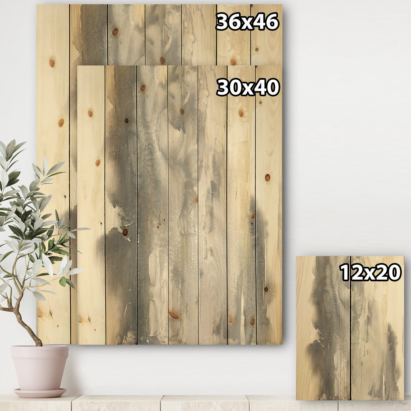 Gold Glamour Direction II - Modern & Contemporary Print on Natural Pine Wood