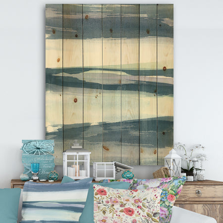 Mint Indigo Dawn II - Farmhouse Print on Natural Pine Wood