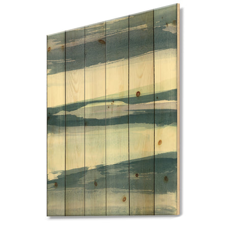 Mint Indigo Dawn II - Farmhouse Print on Natural Pine Wood