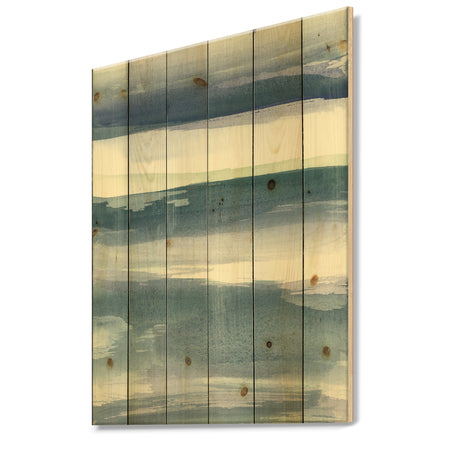 Mint Indigo Dawn III - Farmhouse Print on Natural Pine Wood