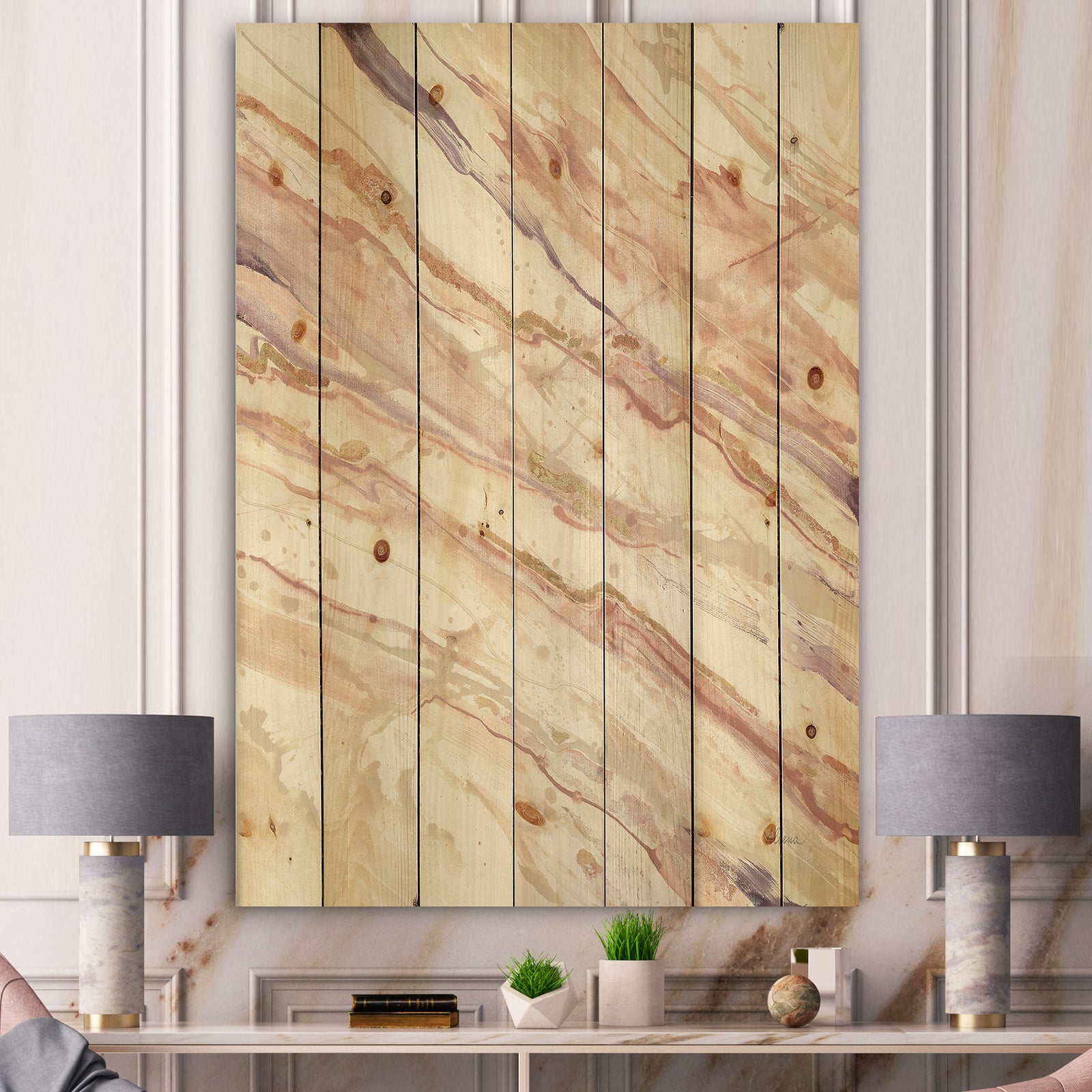 Copper Shabby Dreams - Shabby Chic Print on Natural Pine Wood