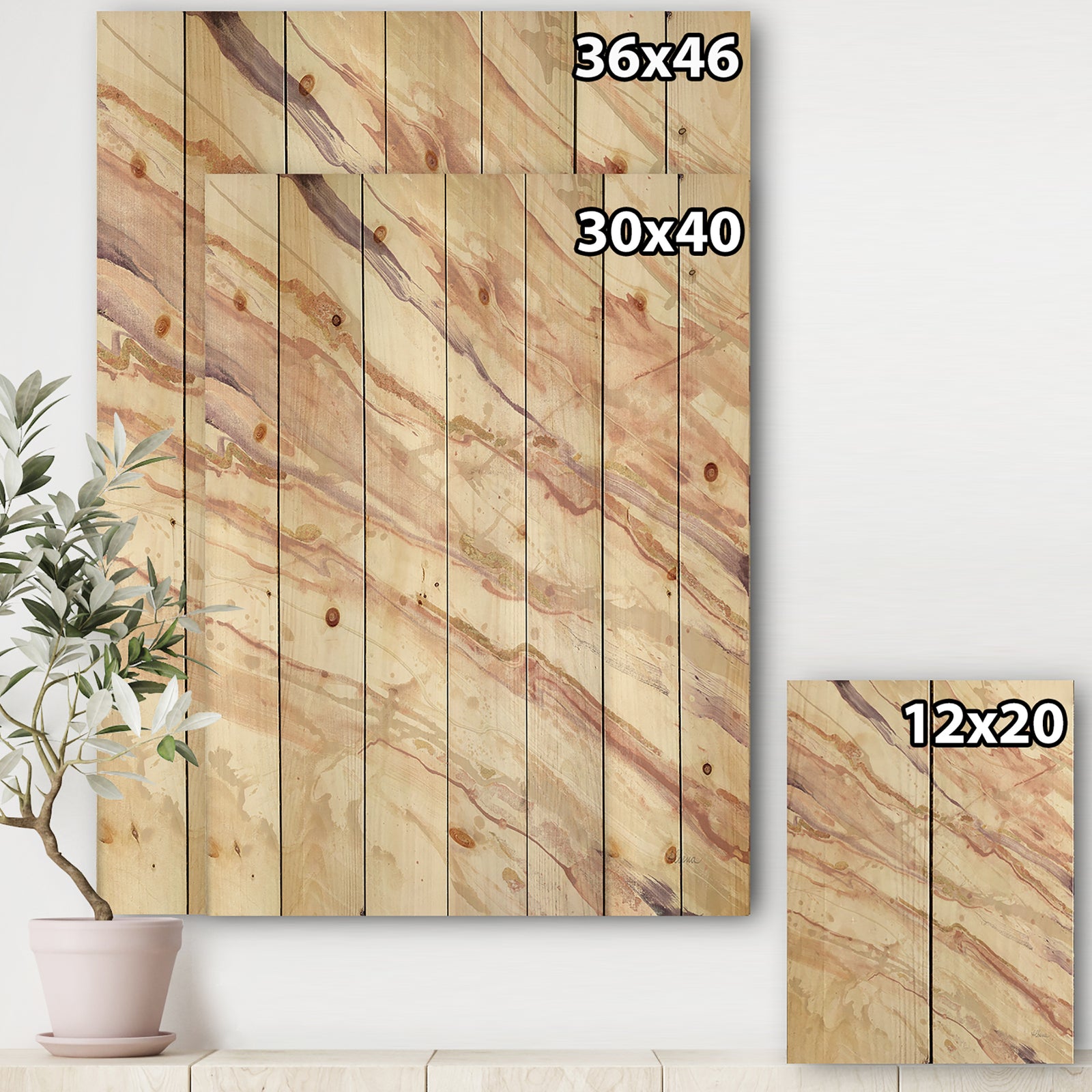 Copper Shabby Dreams - Shabby Chic Print on Natural Pine Wood