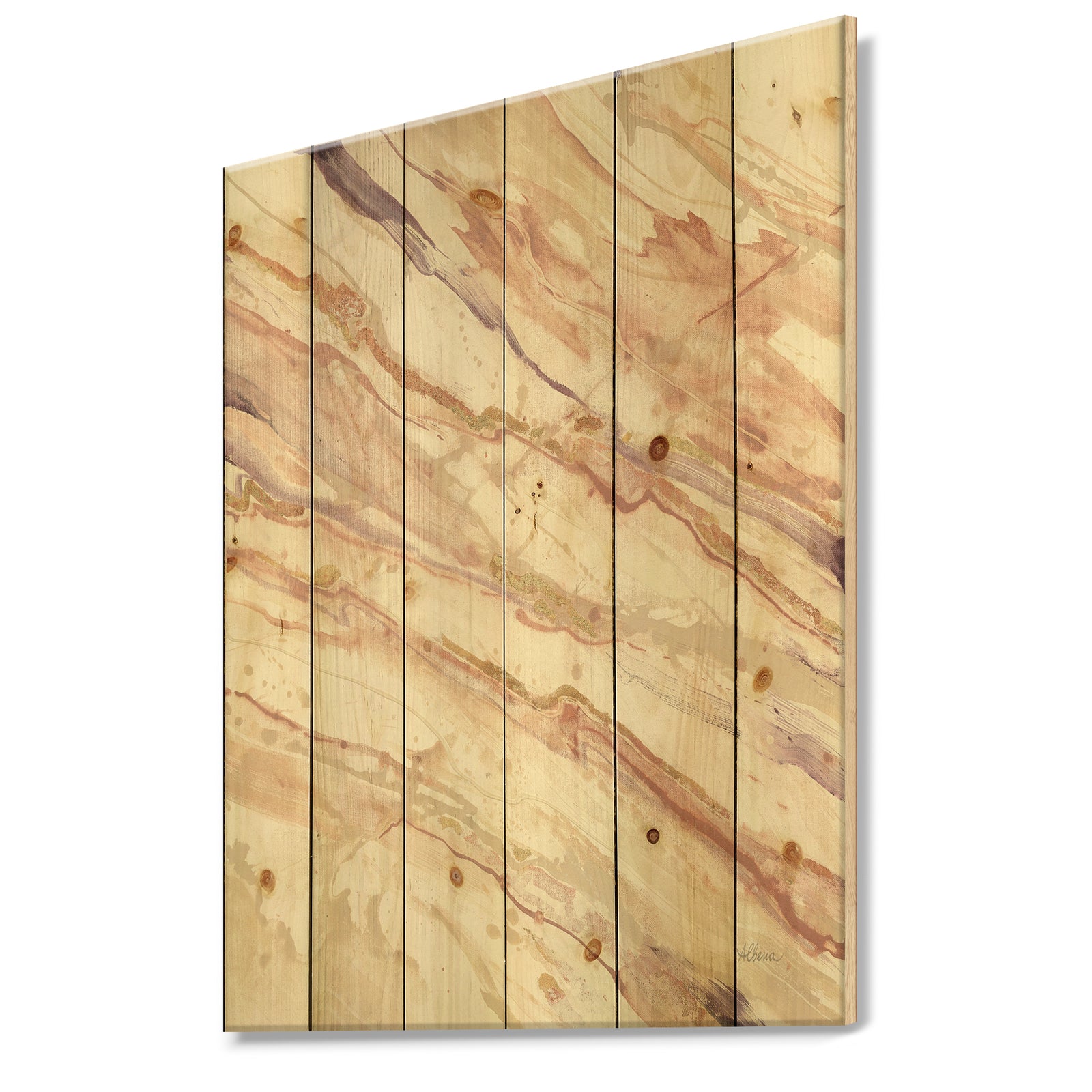 Copper Shabby Dreams - Shabby Chic Print on Natural Pine Wood