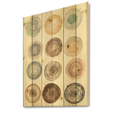 Geometric Cream Circles - Modern & Contemporary Print on Natural Pine Wood