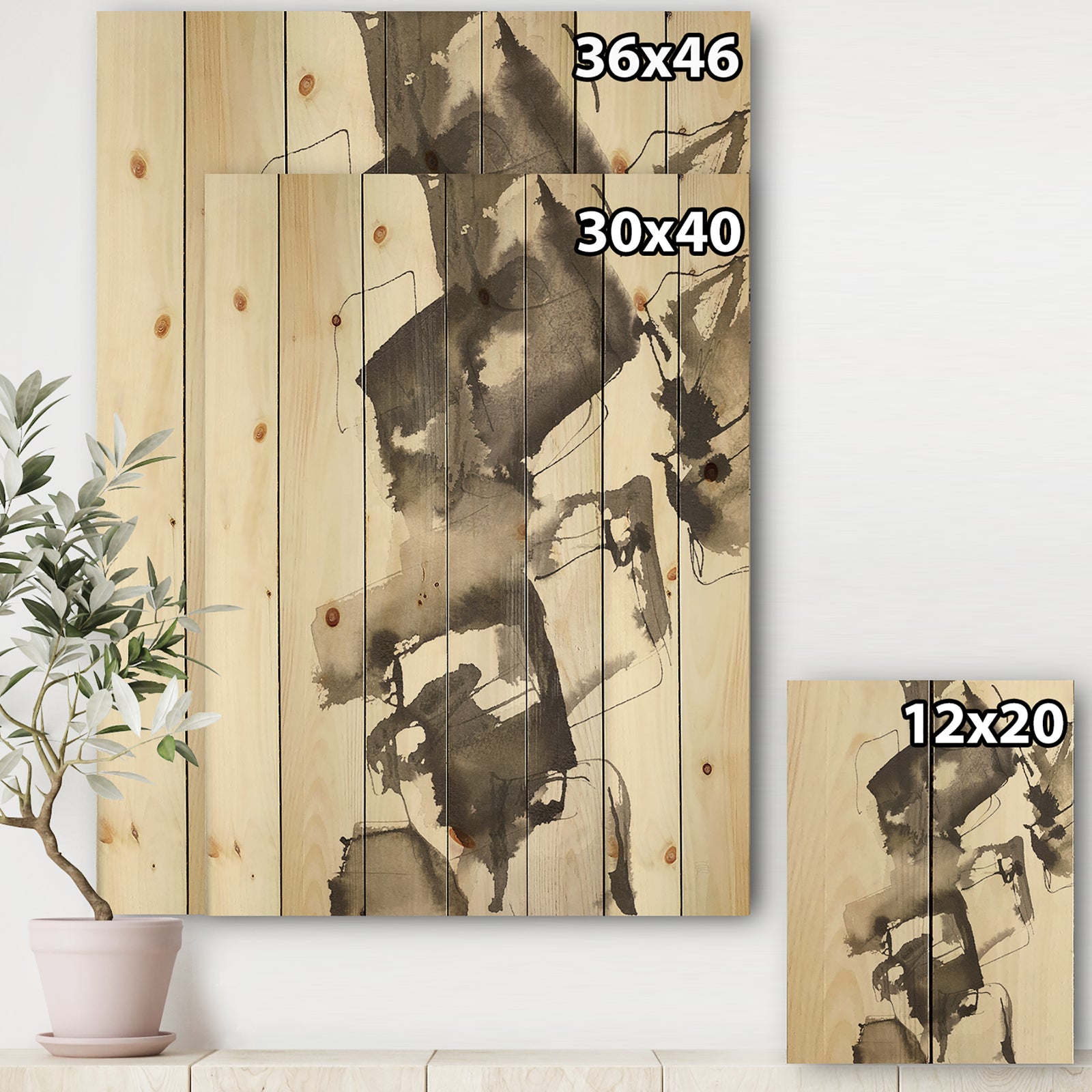 Geometric Glam Square II - Modern & Contemporary Print on Natural Pine Wood