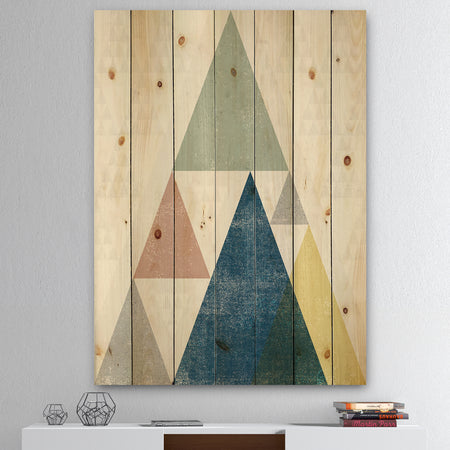 Geometrical Composition Triangles I - Modern & Transitional Print on Natural Pine Wood