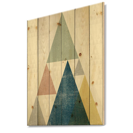 Geometrical Composition Triangles I - Modern & Transitional Print on Natural Pine Wood