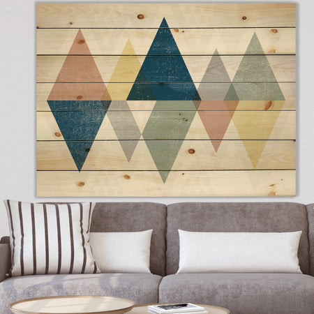 Geometrical Composition Triangles III - Modern & Transitional Print on Natural Pine Wood