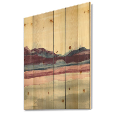 Shabby Watercolor on Purple I - Shabby Chic Print on Natural Pine Wood