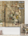 Rustic Florals White - Cabin & Lodge Print on Natural Pine Wood