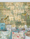 Birds on Blossom - Traditional Print on Natural Pine Wood