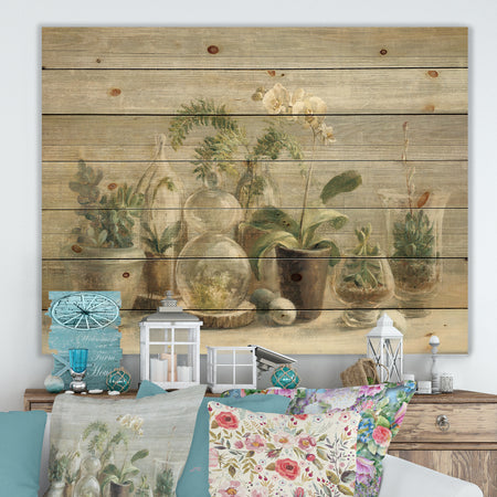 Composition of Orchids - Traditional Print on Natural Pine Wood