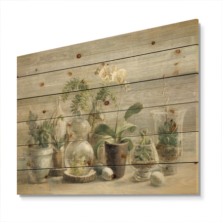 Composition of Orchids - Traditional Print on Natural Pine Wood