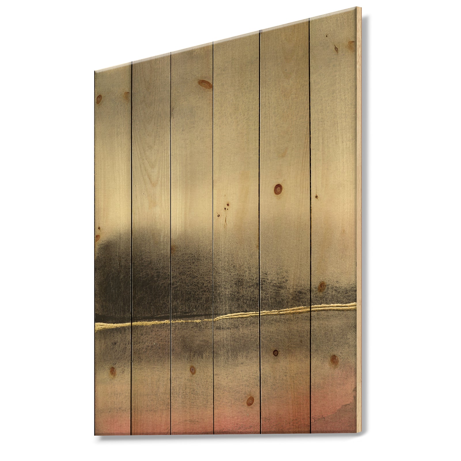 Pink Shabby Storm I - Shabby Chic Print on Natural Pine Wood